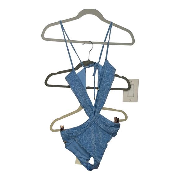 BAOBAB Mia One Piece Swim Bathing Suit Vacation Summer Metallic Cielo Small - Picture 7 of 13